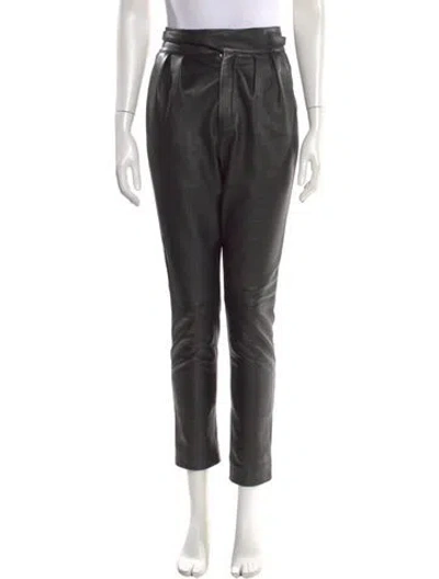 Pre-owned Saint Laurent Lamb Leather Straight Leg Pants In Black