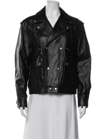 Pre-owned Saint Laurent Lambskin Biker Jacket In Black