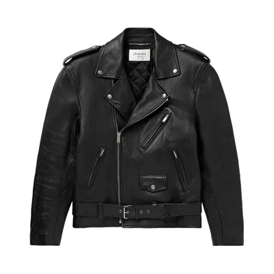 Pre-owned Saint Laurent Lambskin Biker Jacket 'black' | Men's Size 54
