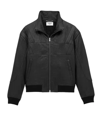 Saint Laurent Lambskin Bomber Jacket In Black