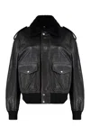 Saint Laurent Black Jacket With Removable Fur Collar In Leather Woman In Black