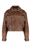 Saint Laurent Collared Bomber Jacket Featuring Front Pockets In Brown