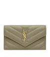 Saint Laurent Lambskin Fragments Flap Card Holder In Green