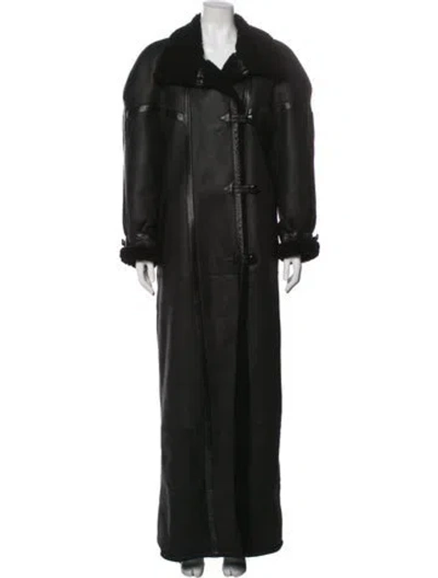 Pre-owned Saint Laurent Lambskin Fur Coat In Green
