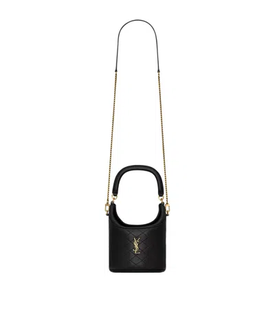 Saint Laurent Lambskin Gaby Bucket Bag In Black