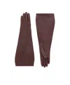 Saint Laurent Dark Brown Solid Gloves In Brown