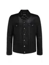 Saint Laurent Button-up Leather Jacket In Noir