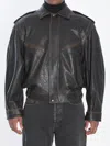 Saint Laurent Brown Jacket With Lived Effect And Front Welt Pockets In Leather Man In Black