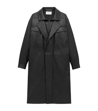 Saint Laurent Lambskin Leather Coat In Black