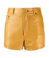 Saint Laurent Lambskin Leather Shorts In Yellow