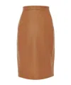 Saint Laurent High-rise Leather Pencil Skirt In Brown