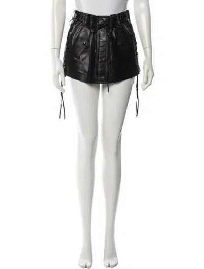 Pre-owned Saint Laurent Lambskin Mini Skirt In Black