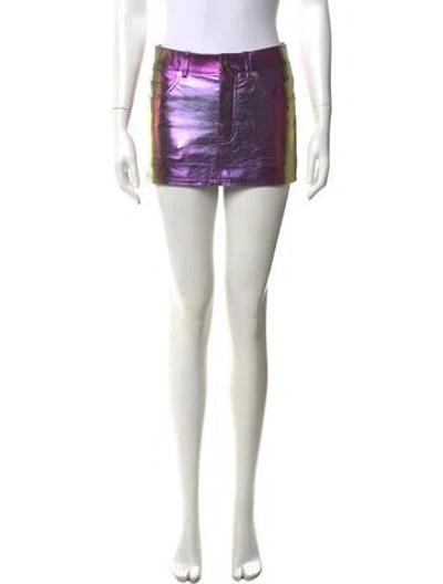 Pre-owned Saint Laurent Lambskin Mini Skirt In Gold