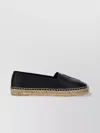 Saint Laurent Logo-embossed Leather Espadrilles In Black