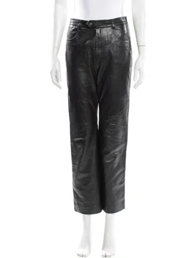 Pre-owned Saint Laurent Lambskin Straight Leg Pants In Black