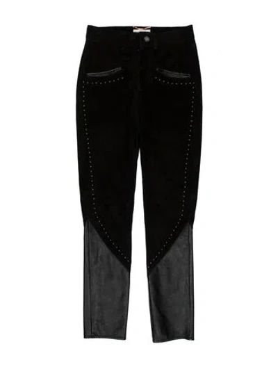 Pre-owned Saint Laurent Lambskin Straight Leg Pants In Black
