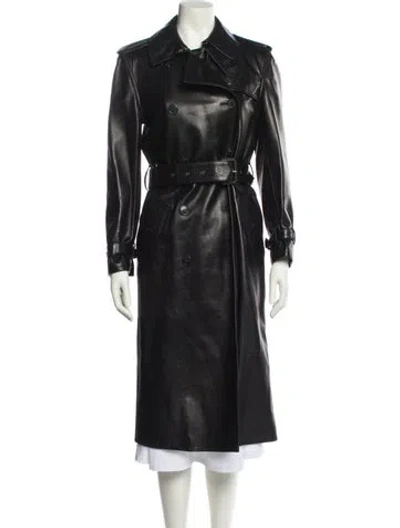 Pre-owned Saint Laurent Lambskin Trench Coat In Black