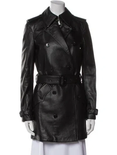 Pre-owned Saint Laurent Lambskin Trench Coat In Black