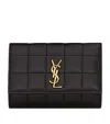 Saint Laurent Lambskin Tri-fold Wallet In Black