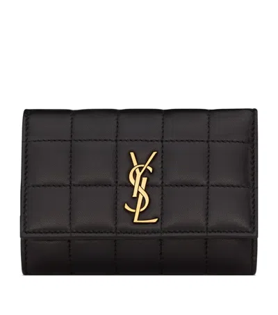 Saint Laurent Lambskin Tri-fold Wallet In Black