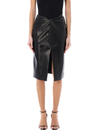 Saint Laurent Chic Leather Mini Skirt For Women In Black