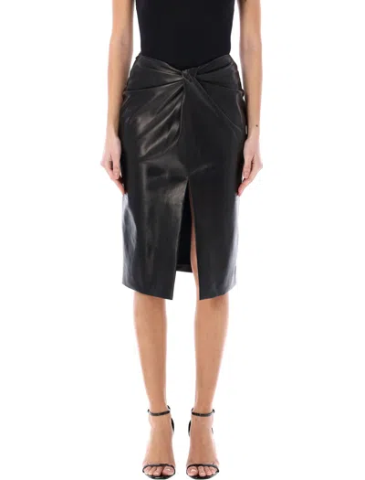 Saint Laurent Lambskin Twist Pencil Skirt For Women In Black