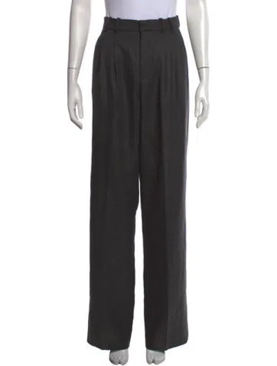 Pre-owned Saint Laurent Lambskin Wide Leg Pants In Grey