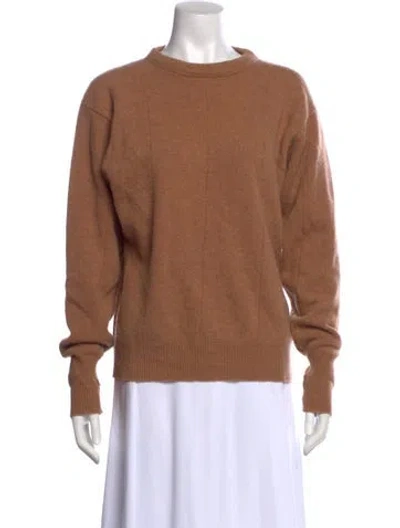 Pre-owned Saint Laurent Lambswool Crew Neck Sweater In Brown