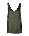 Saint Laurent Lamè Embroidered Tank Top In Black
