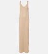 Saint Laurent Lamé Maxi Dress In Gold