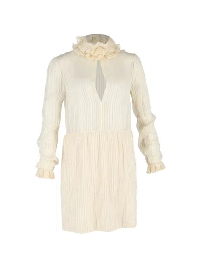 Pre-owned Saint Laurent Lamé Striped Mini Dress In Neutral