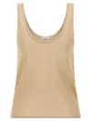 Saint Laurent Lurex Knit Tank Top In Brown