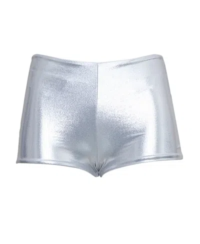 Saint Laurent Laminated Knitted Mini Shorts In White