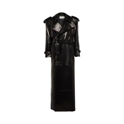 Pre-owned Saint Laurent Laminated Trench Coat 'black' | Women's Size 34