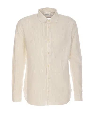 Saint Laurent Lapel Long Sleeve Shirt In Nude