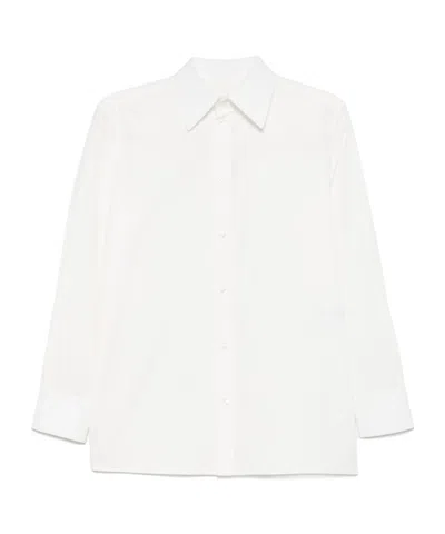 Saint Laurent Lapel Long Sleeve Shirt In Off-white