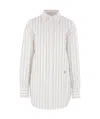 Saint Laurent Striped Cotton Shirt Curved Hem In White