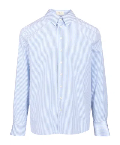 Saint Laurent Lapel Long-sleeved Shirt In Blue