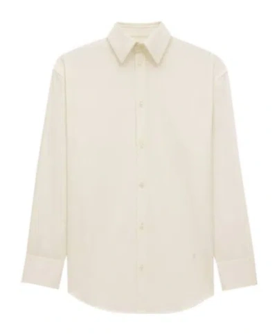 Saint Laurent Women Certified Cotton Shirt With Monogram Embroidery In Neutral