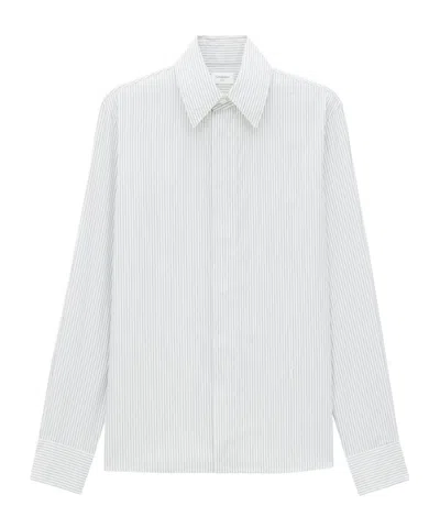 Saint Laurent Cassandre Pencil-stripe Shirt In White