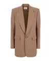 Saint Laurent Beige Silk Crêpe Blazer In Brown