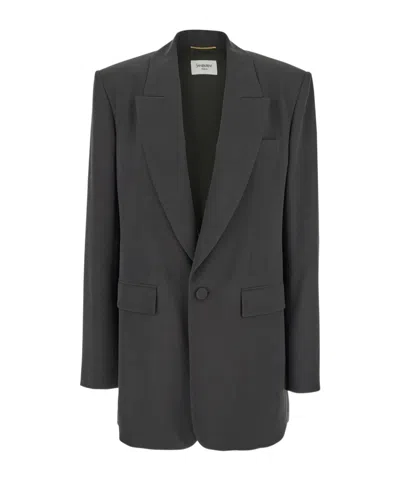SAINT LAURENT SILK SINGLE-BREASTED BLAZER