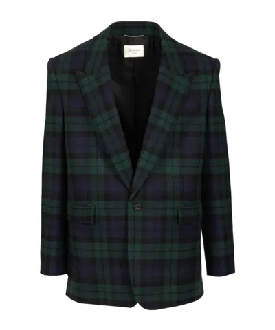 Saint Laurent Lapel Long-sleeved Suit Jacket In Multi