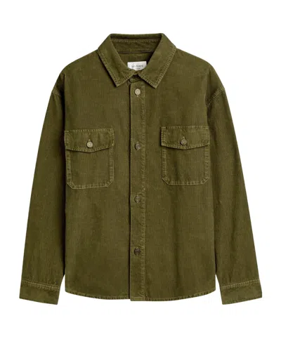 Saint Laurent Lapelled Corduroy Shirt Jacket In Green