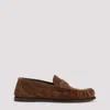 Saint Laurent Logo-embellished Suede Penny Loafers In Marrone