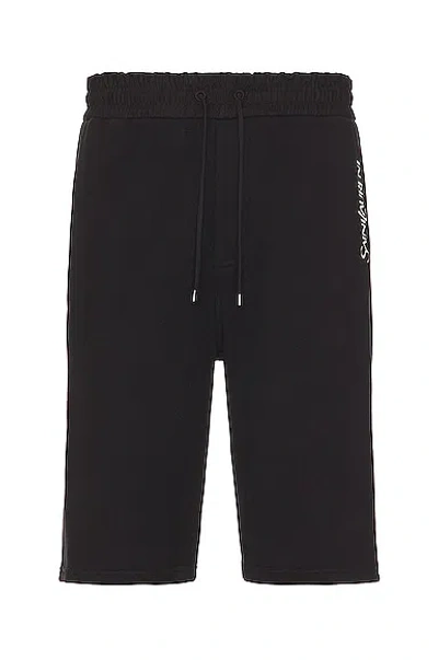 Saint Laurent Fleece Bermuda Shorts In Black