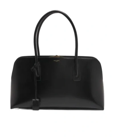 Saint Laurent Large Bowling Top-handle Bag In Leather In Black