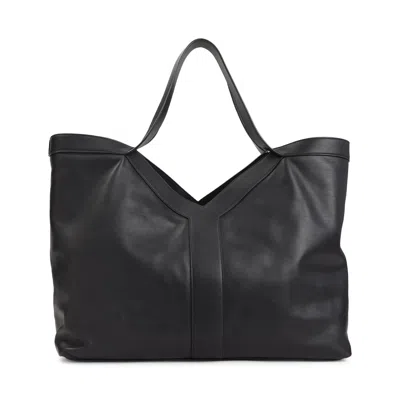 Saint Laurent Large Calfskin Tote Handbag For Men In Black