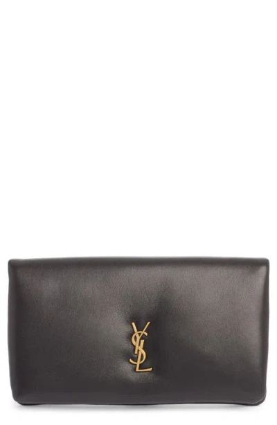 Saint Laurent Large Calypso Leather Continental Wallet In Black