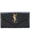 Saint Laurent Large Monogram Flap Wallet In Black